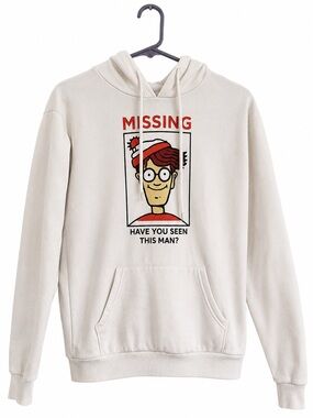 Where’s Waldo White Hoodie Hooded Sweatshirt Small